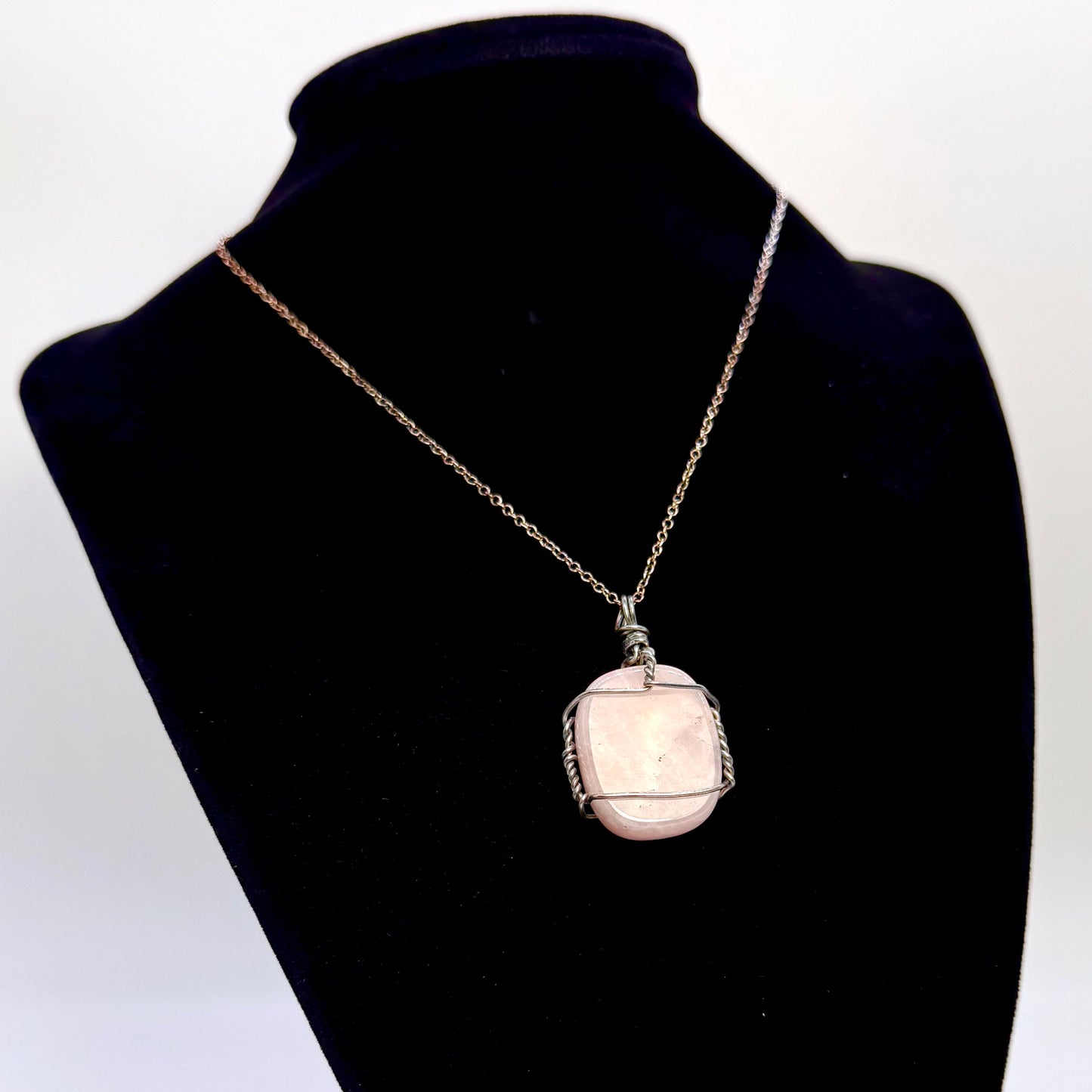 Silver Rose Quartz Necklace