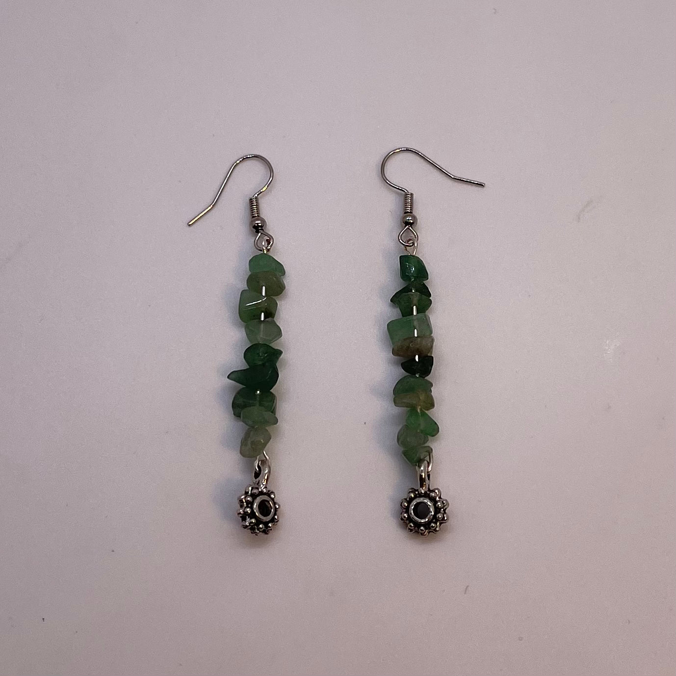 Green Aventurine Earrings Silver