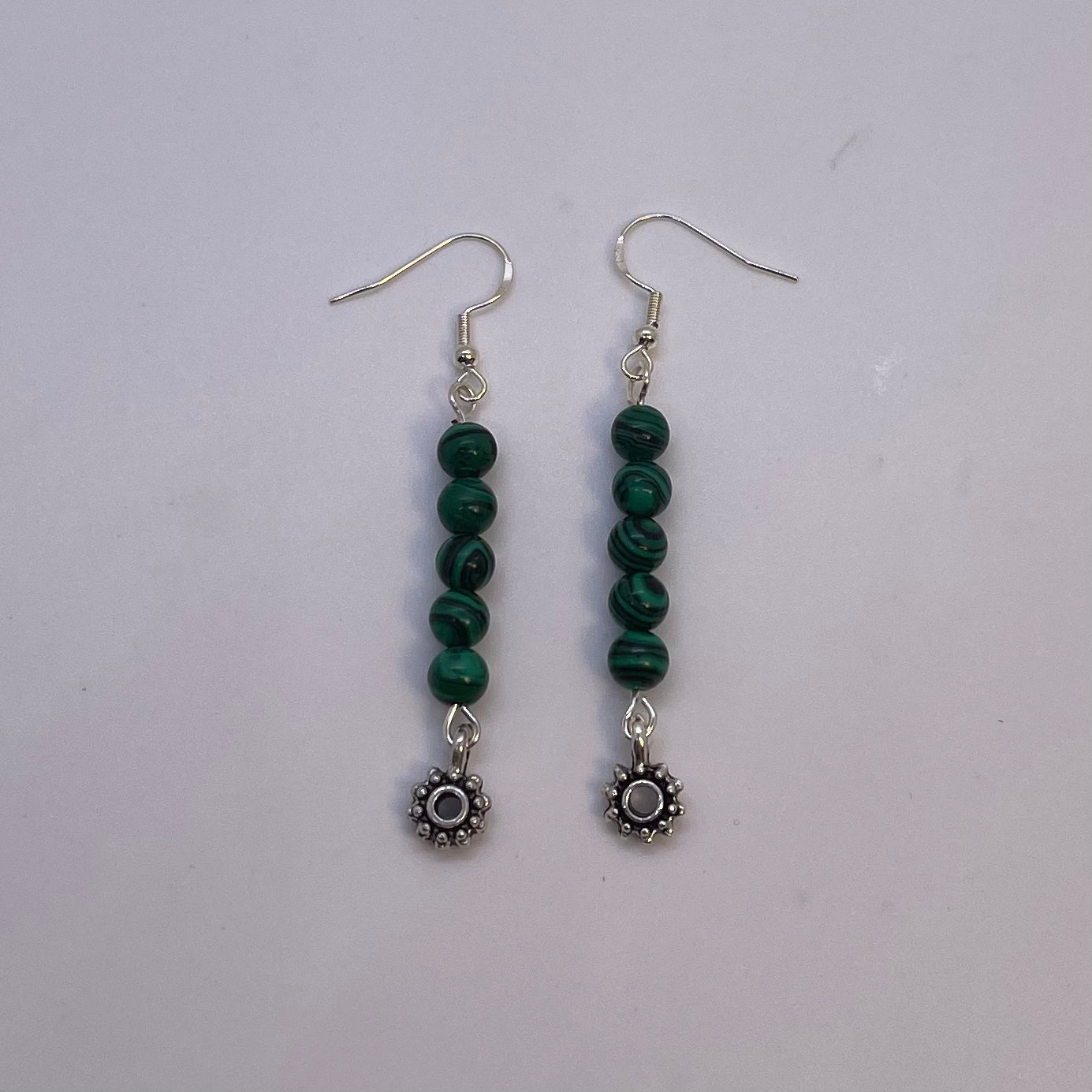 Malachite Earrings Silver