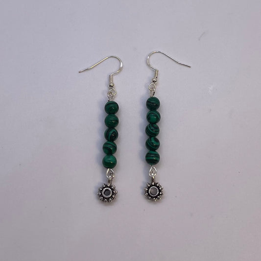 Malachite Earrings Silver