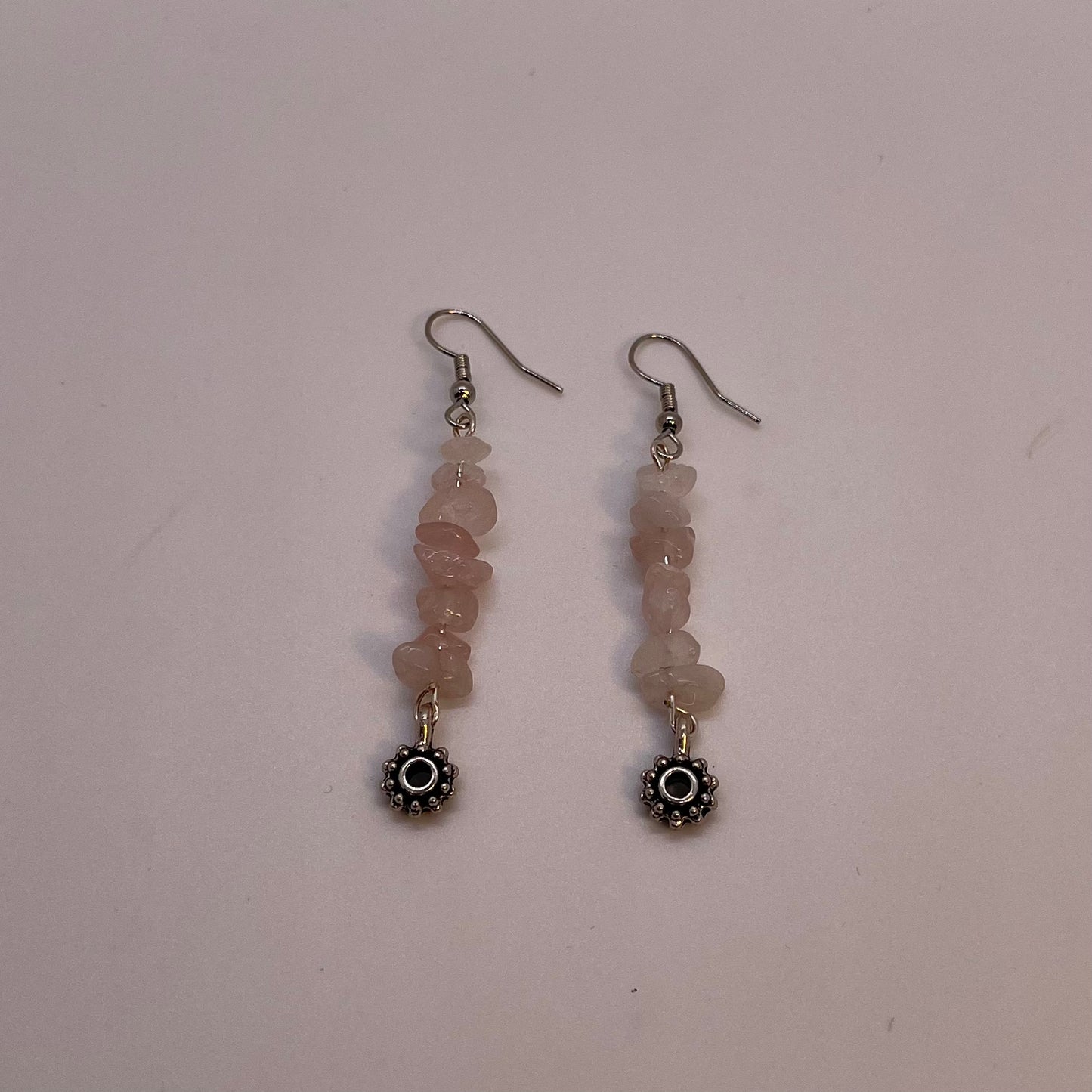 Rose Quartz Earrings Silver