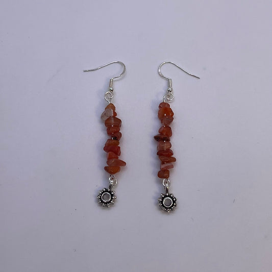 Red Agate Earrings Silver